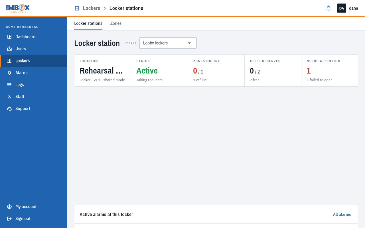 The Locker stations tab